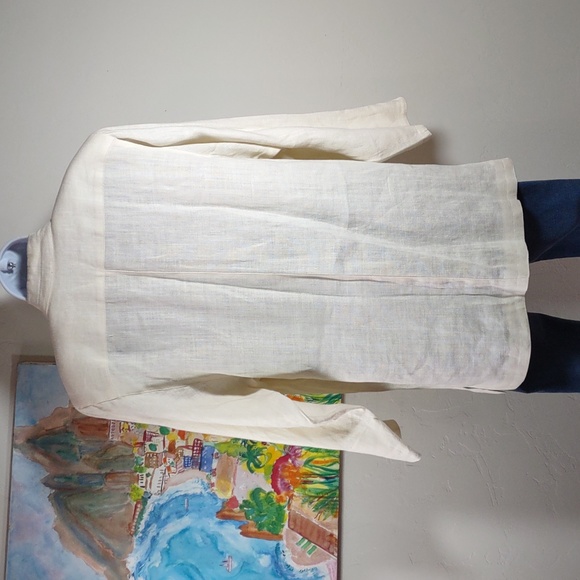 Vintage Ecru Liz Claiborne Linen Oversized Blazer Sz. 6 - Picture 4 of 5